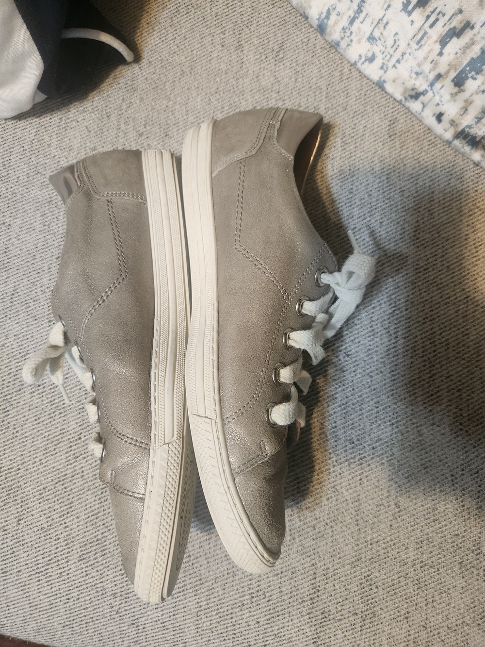 Paul Green Metallic Taupe Leather Lace-Up Sneakers - Picture 7 of 13
